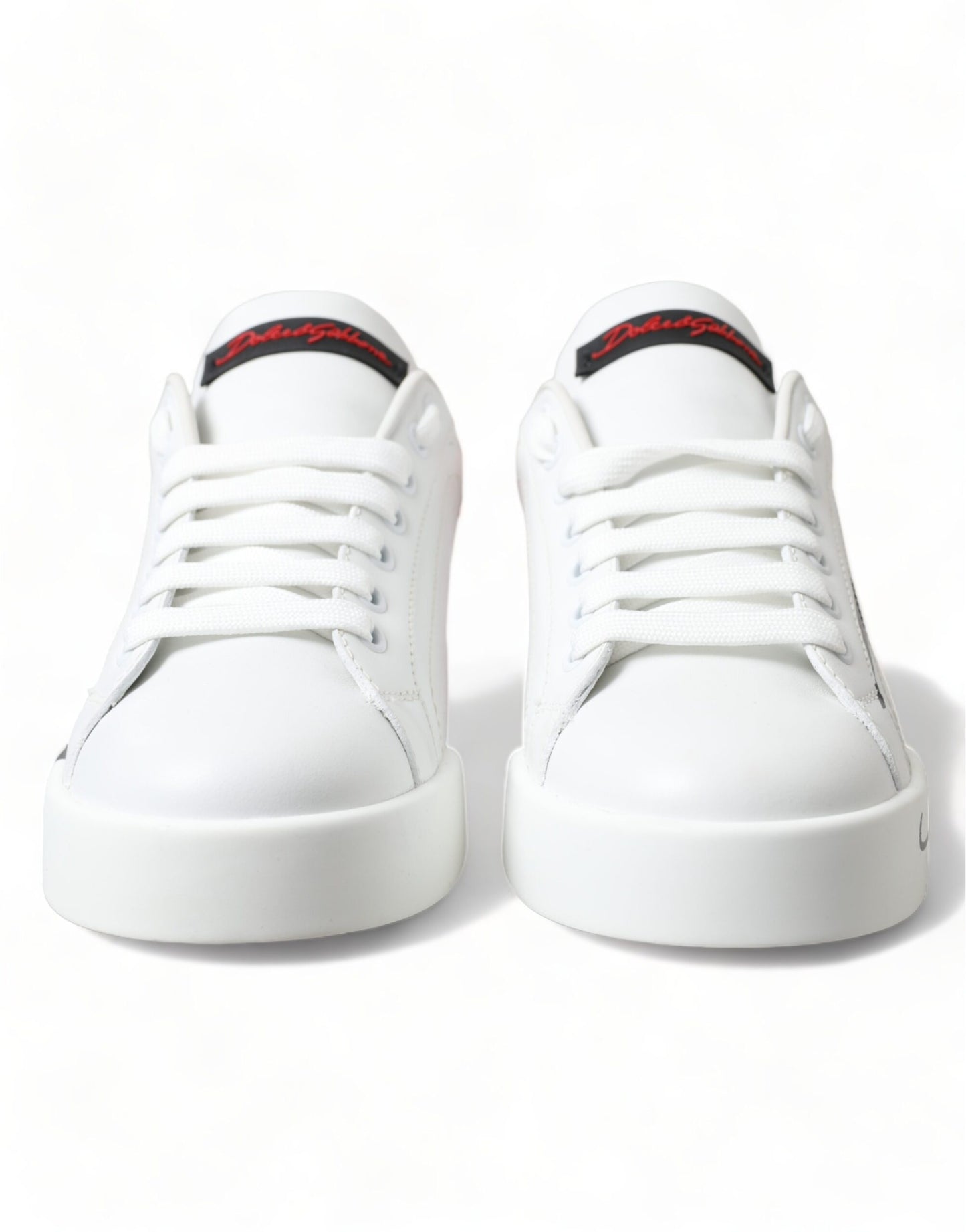 Elegant White Leather Portofino Sneakers