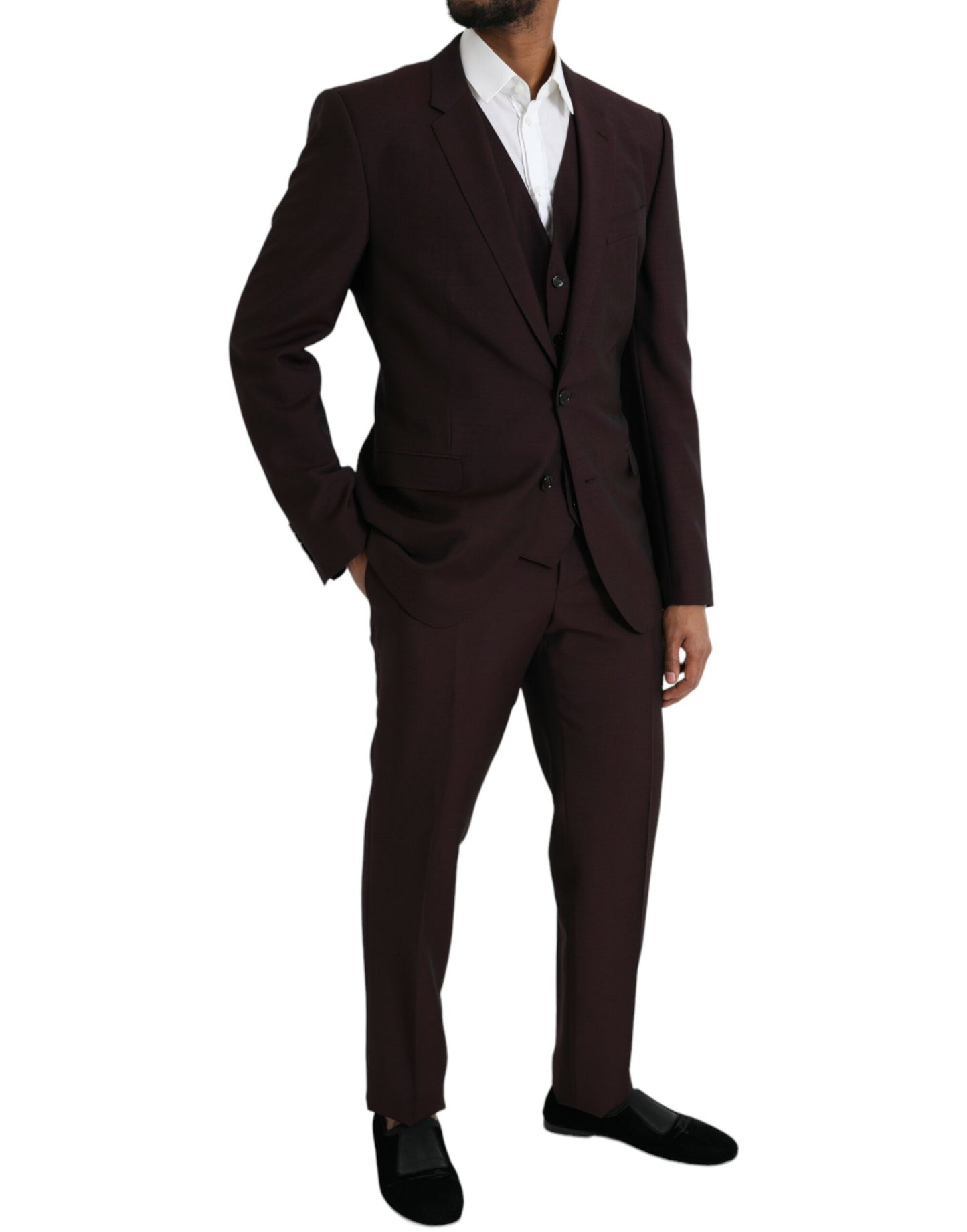Maroon Wool MARTINI Formal 3 Piece Suit