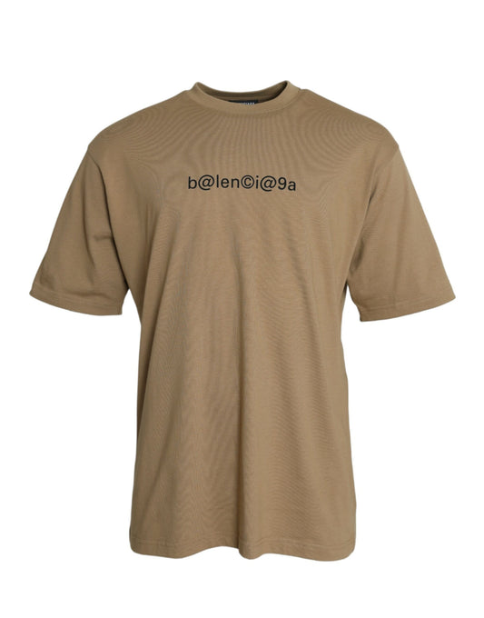 Brown Cotton Symbolic Jersey Vintage Crew Neck T-shirt