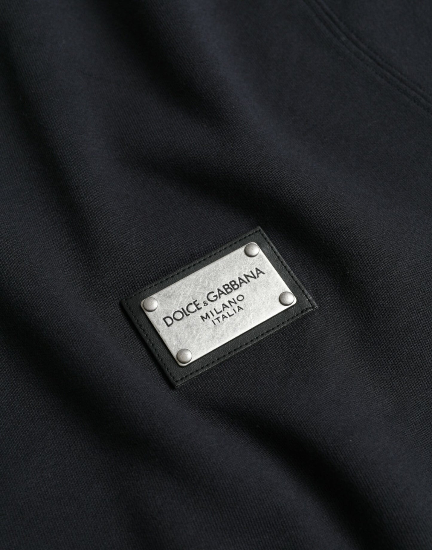 Dark Blue Cotton Logo Plaque Sweatshirt Sweater