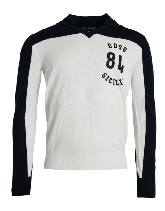 White Black SICILIA Henley Shirt Pullover Sweater