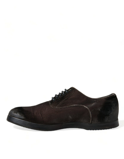 Elegant Brown Velvet Oxford Lace-up Shoes