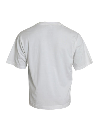 White Embellished Cotton Crew Neck T-shirt