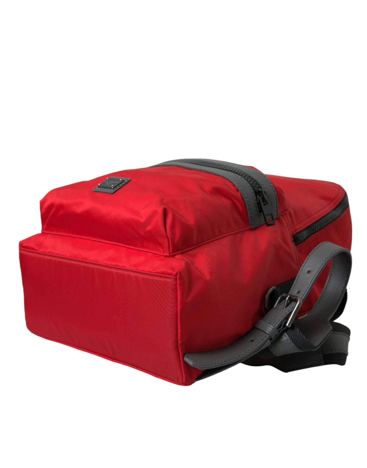 Elegant Red Nylon-Leather Backpack