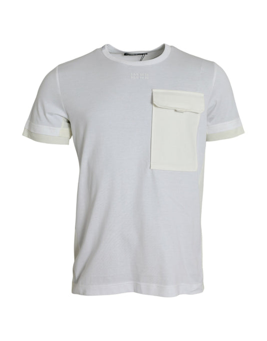 White Cotton Pocket Short Sleeves T-shirt