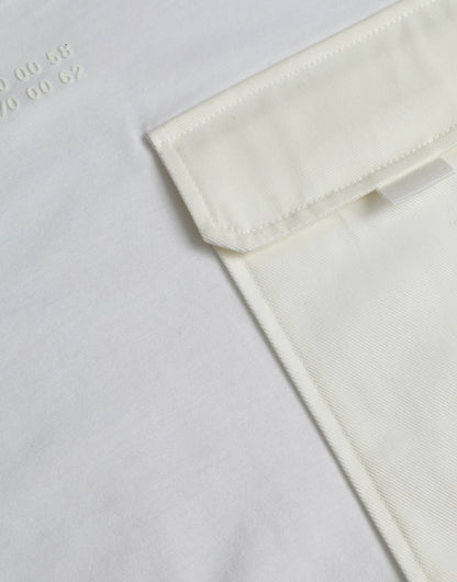 White Cotton Pocket Short Sleeves T-shirt