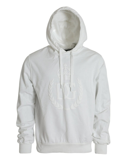 White Cotton Hooded Pullover Sweatshirt Sweater