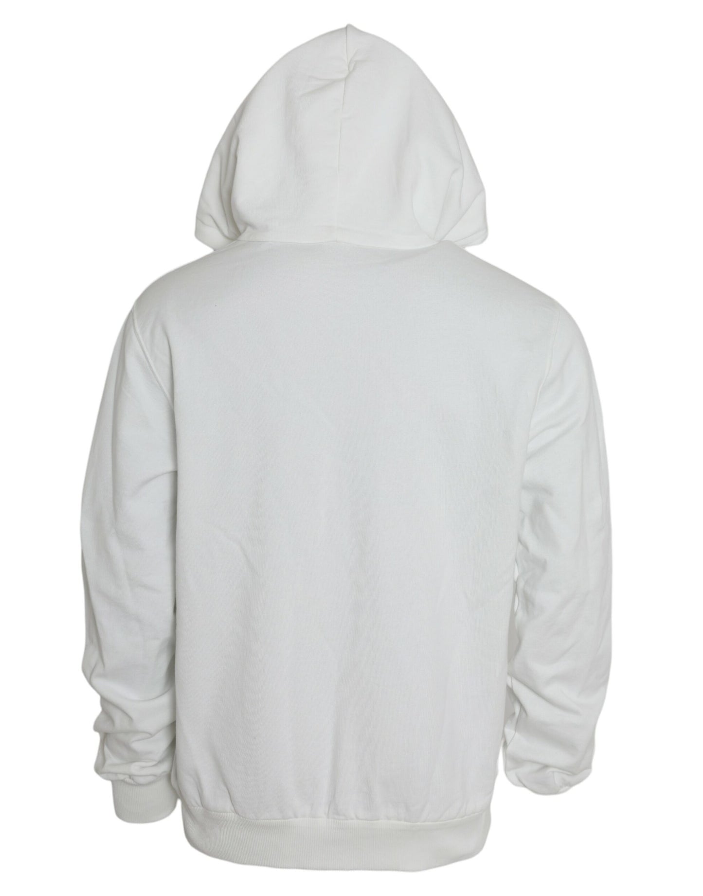 White Cotton Hooded Pullover Sweatshirt Sweater