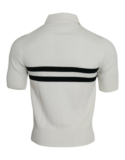 White DG Logo Collared Henley Shirt T-shirt