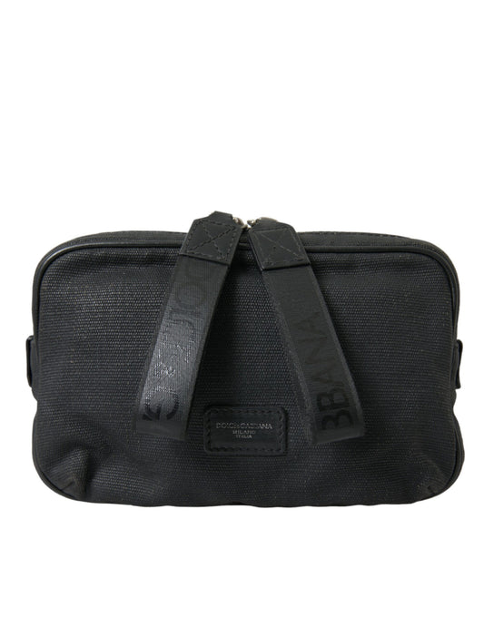 Sleek Black Canvas Belt Bag