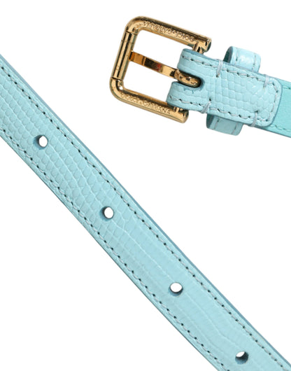 Light Blue Leather Crystal Chain Waist Belt