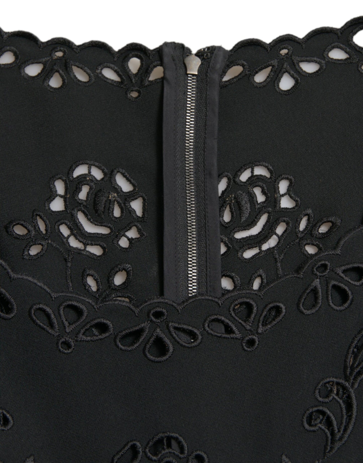 Black Floral Lace Bodycon Midi Dress