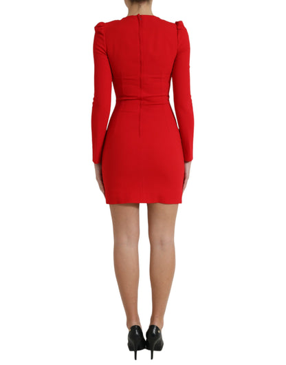 Elegant Red Bodycon Mini Dress with Sacred Heart