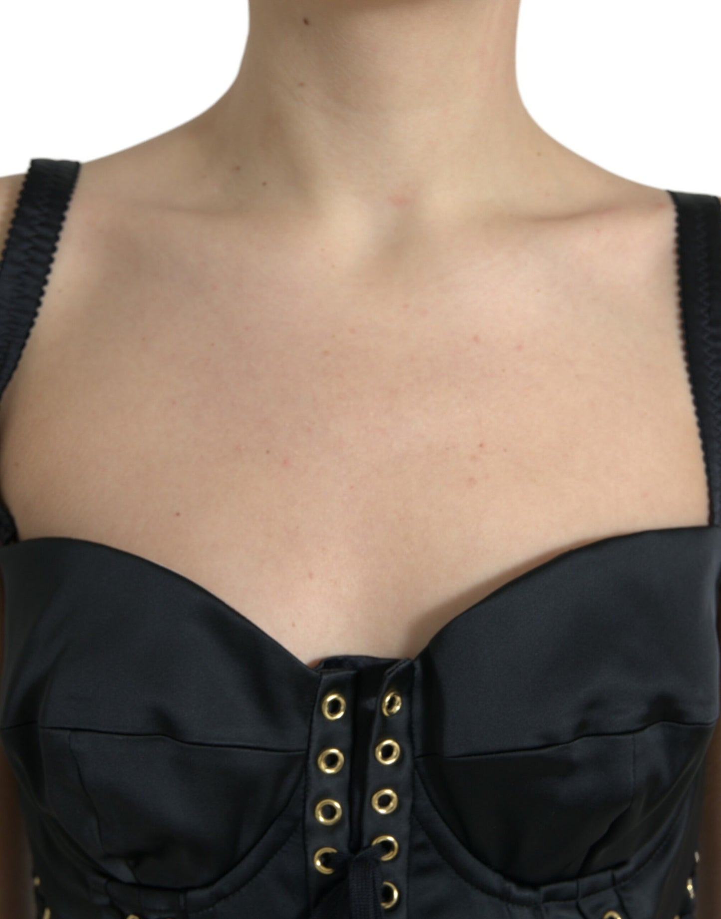Elegant Black Lace-Up Midi Bodycon Dress