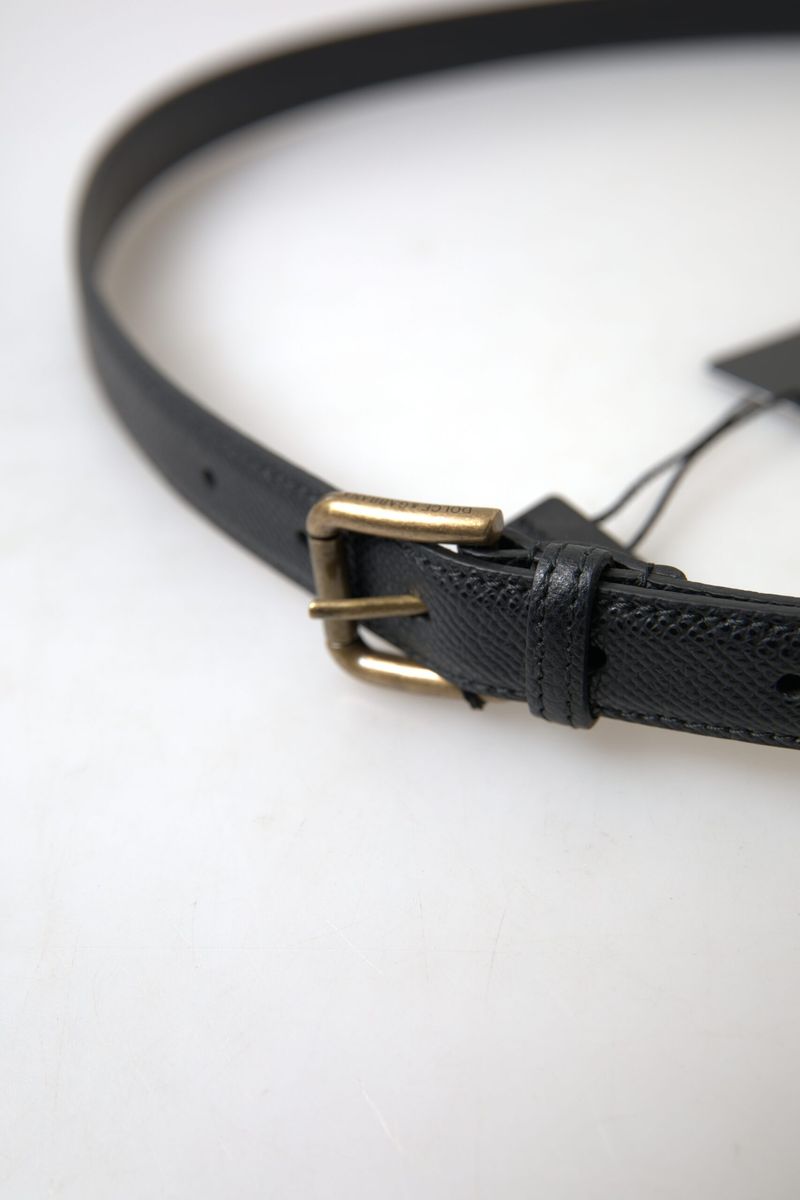 Elegant Black Italian Leather Belt