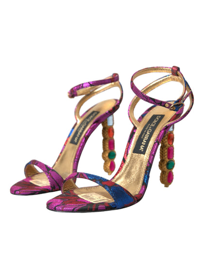 Multicolor Jacquard Crystals Sandals Shoes