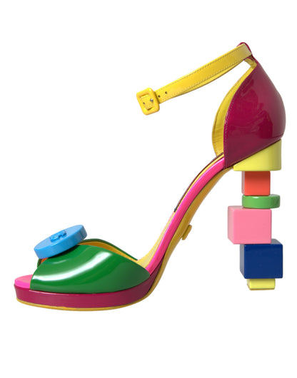 Multicolor Leather Heels Sandals Shoes