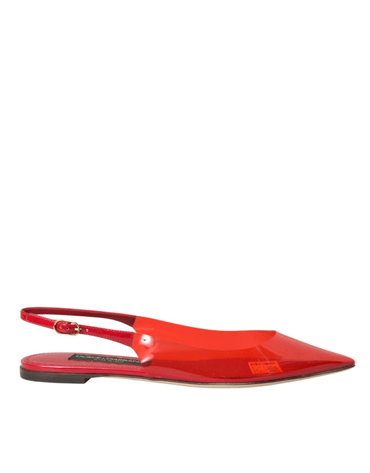 Red PVC Slingback Clear Flats Sandals Shoes