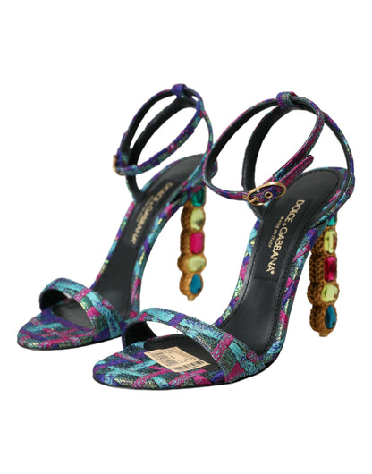 Multicolor Jacquard Crystals Sandals Shoes