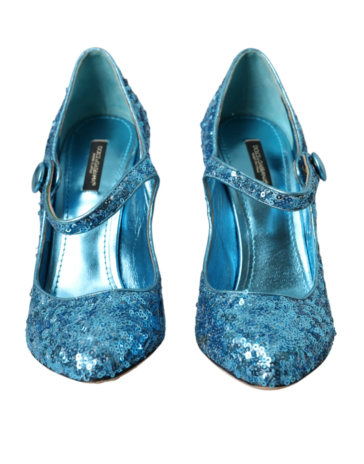 Blue Sequin Mary Jane Pumps High Heels Shoes