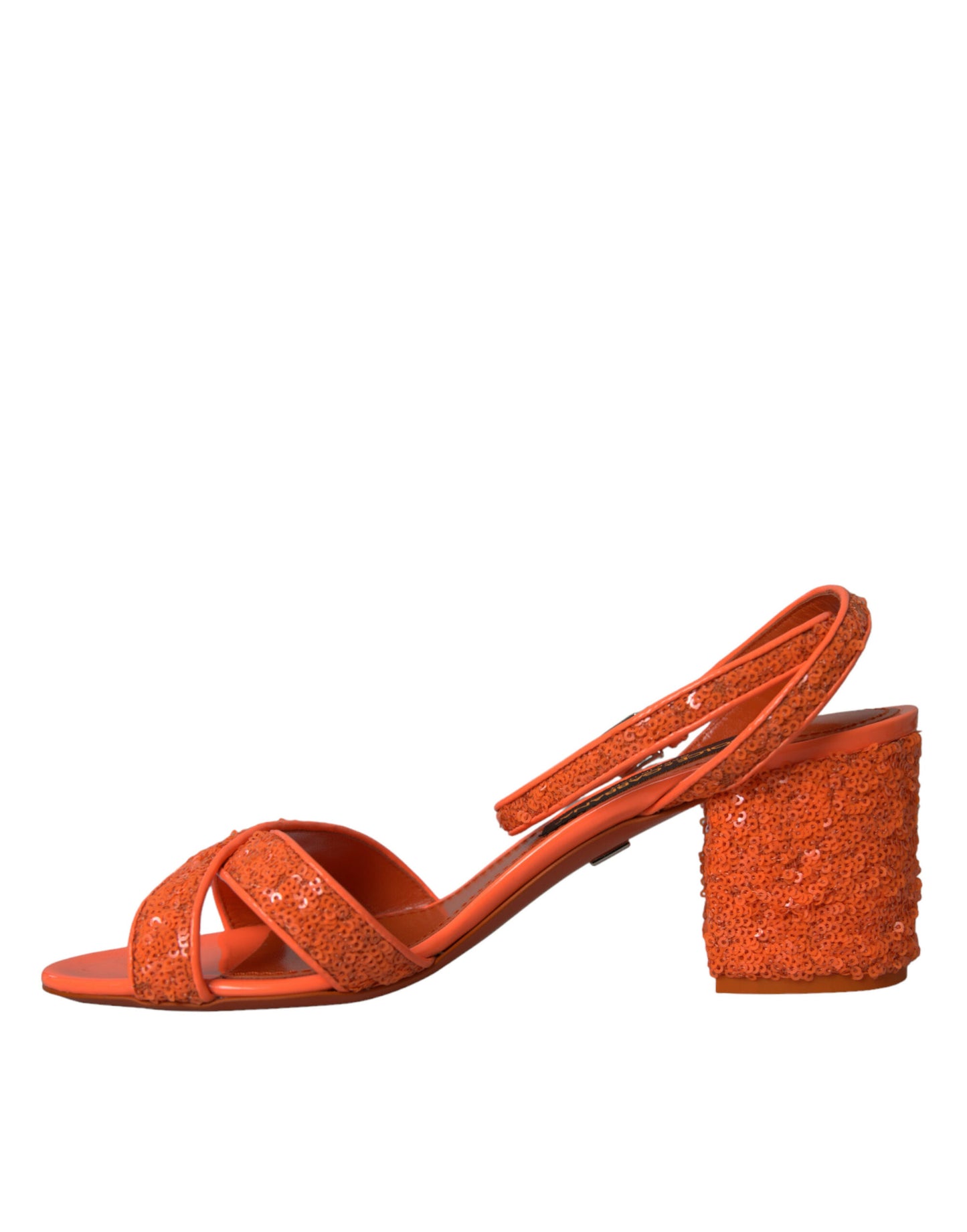 Orange Sequin Ankle Strap Sandals Shoes