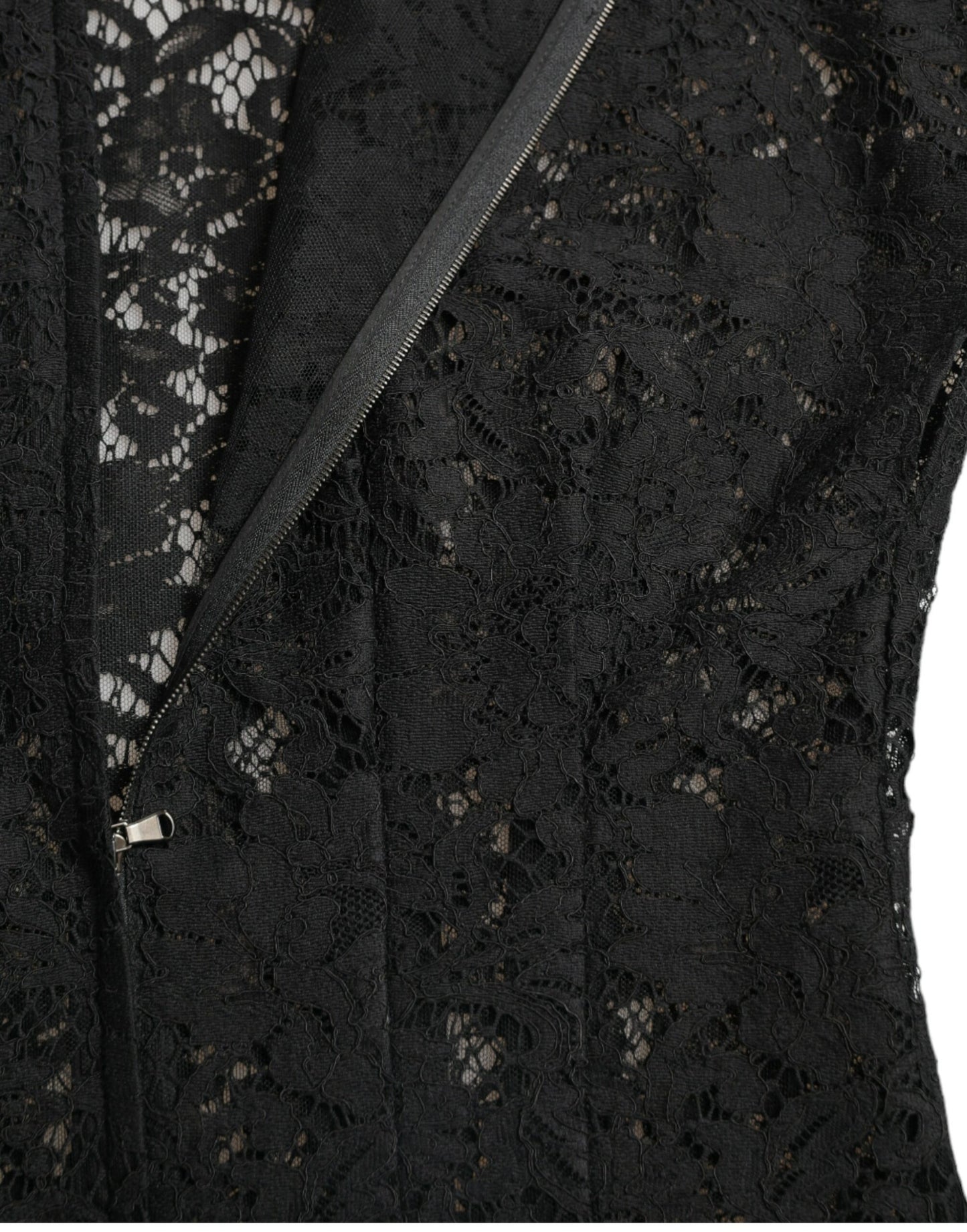 Elegant Black Floral Lace A-Line Mini Dress