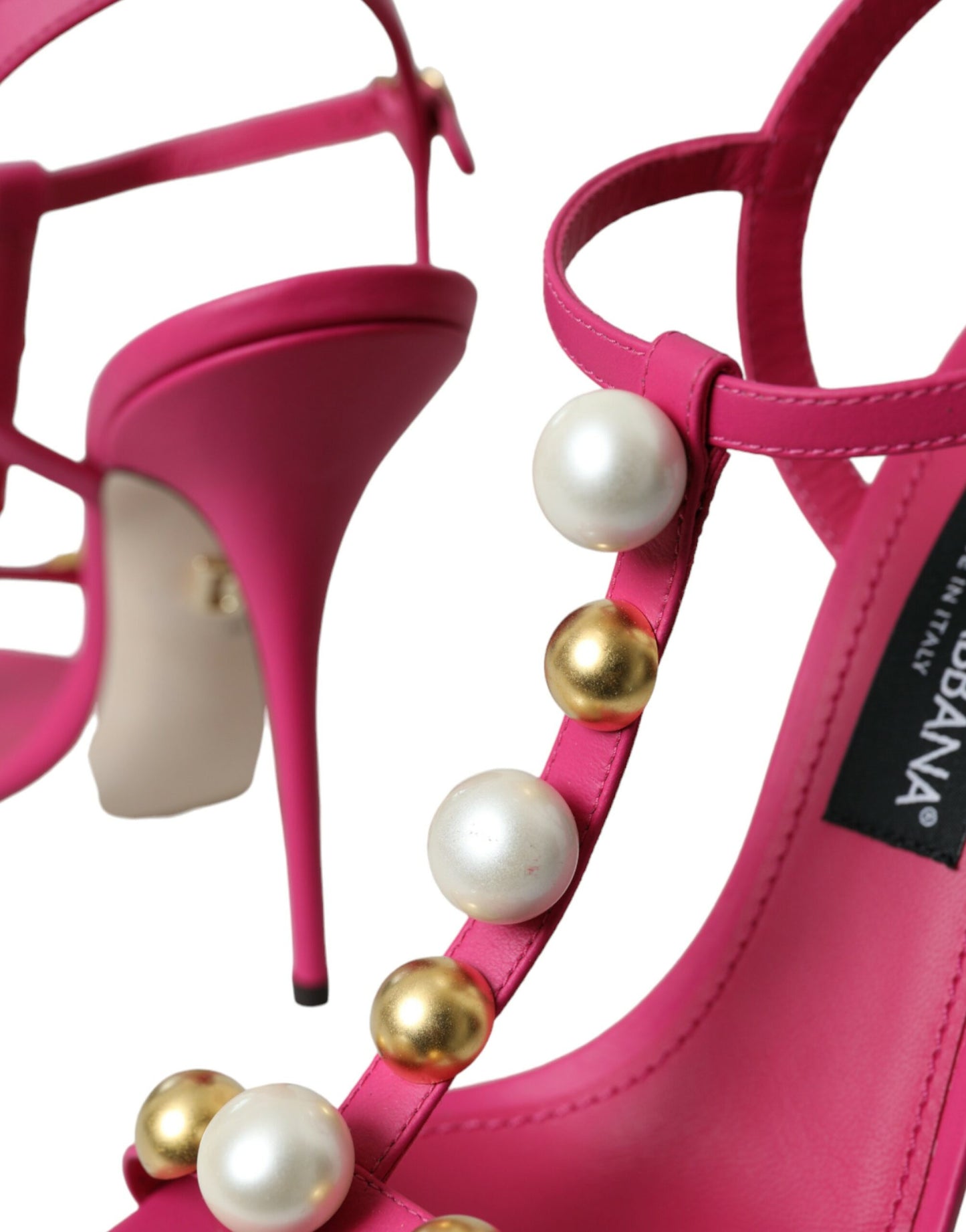 Pink Embellished Leather Sandals Heels Shoes