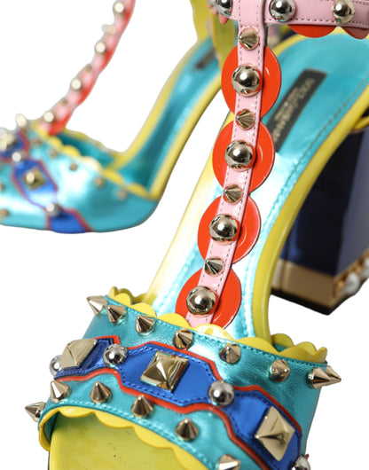 Multicolor Studded Leather Sandals Shoes
