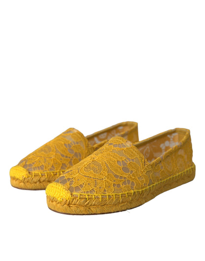 Yellow Taormina Lace Espadrille Loafers Flats Shoes