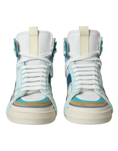 Multicolor Colorblock Leather High Top Sneakers Shoes