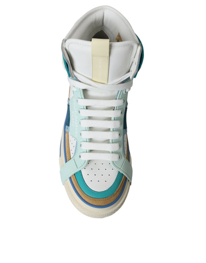 Multicolor Colorblock Leather High Top Sneakers Shoes