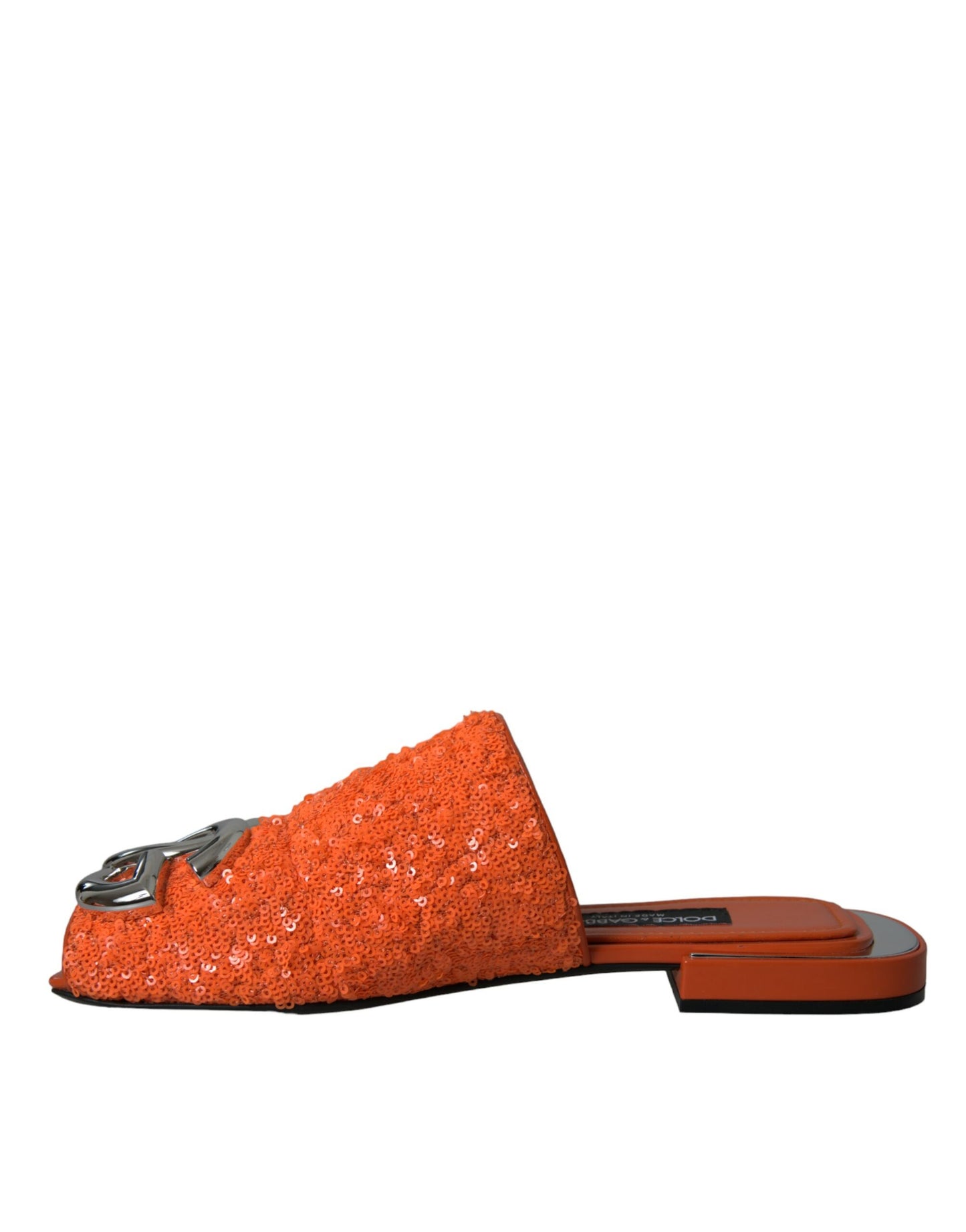 Orange Sequin Logo Slides Sandals Shoes
