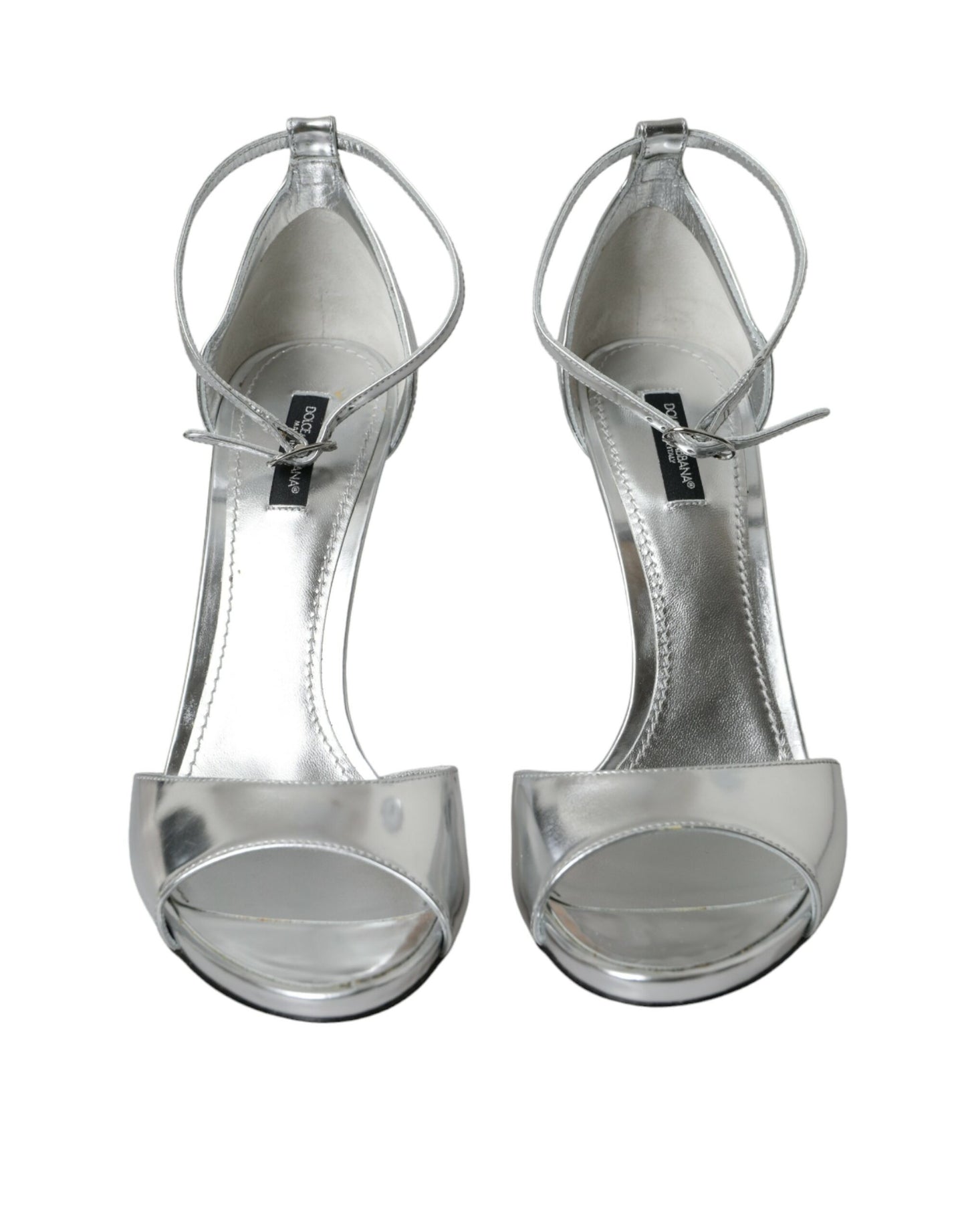 Silver KEIRA Leather Heels Sandals Shoes