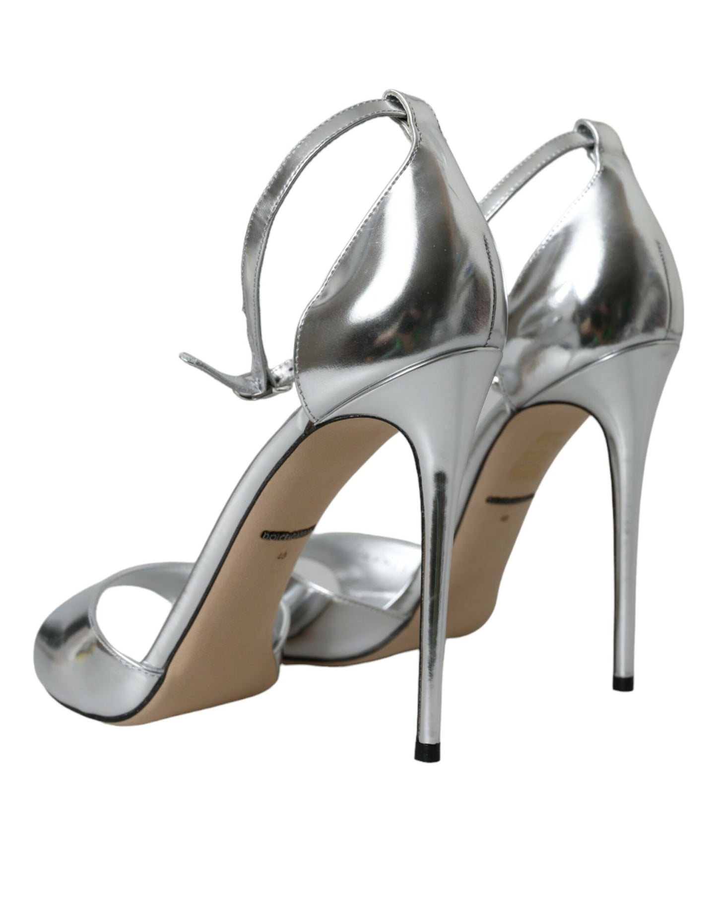 Silver KEIRA Leather Heels Sandals Shoes
