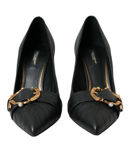 Black Devotion Leather Heels Pumps Shoes
