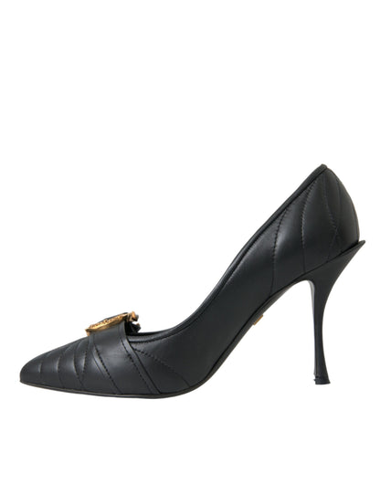 Black Devotion Leather Heels Pumps Shoes