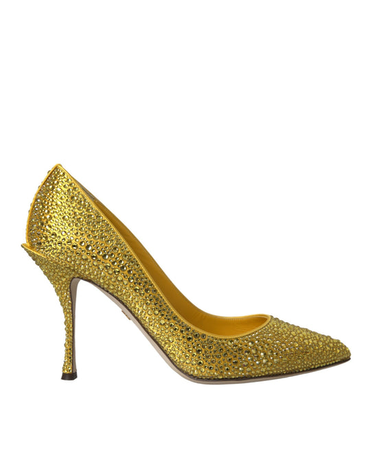 Yellow Strass Crystal Heels Pumps Shoes