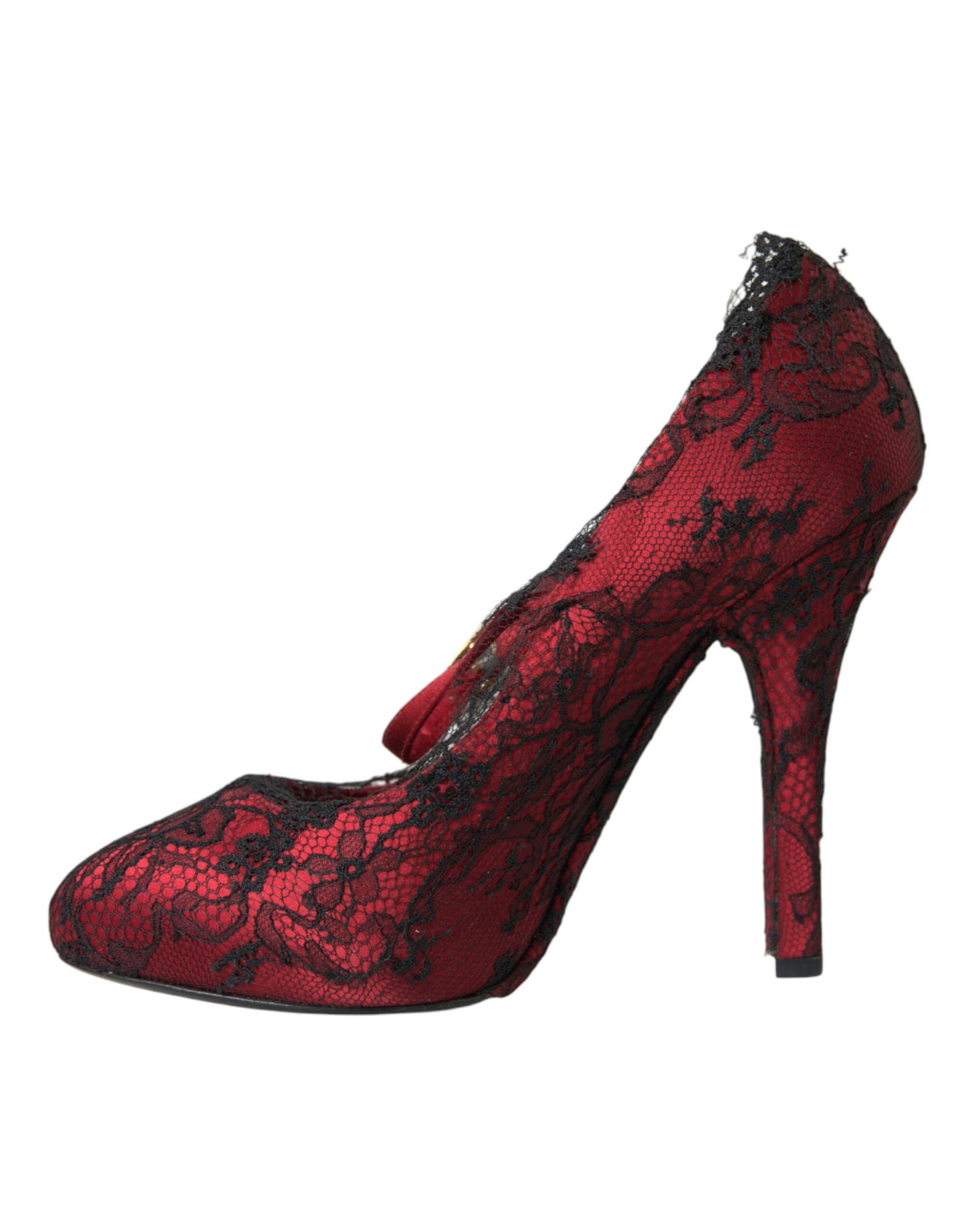 Red Black Floral Lace Mary Jane Pumps Shoes