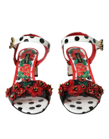 Multicolor Floral Crystal Leather Sandals Shoes
