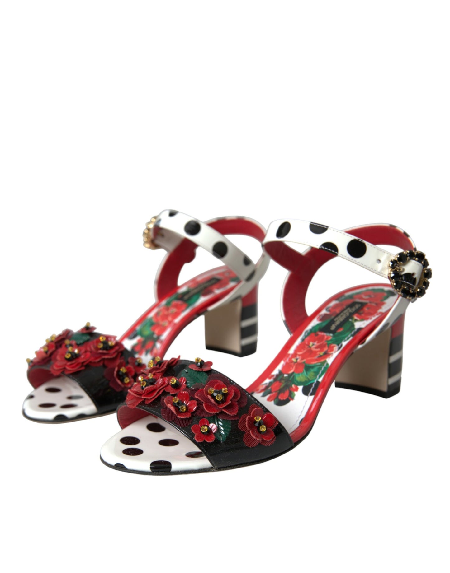 Multicolor Floral Crystal Leather Sandals Shoes