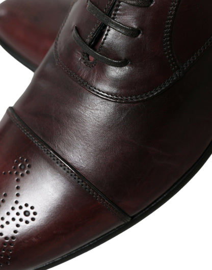 Elegant Burgundy Leather Derby Shoes