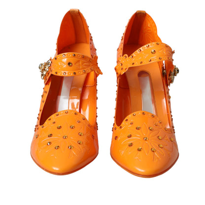 Orange CINDERELLA Floral Crystal Pumps Shoes