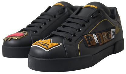 Elegant Portofino Leather Sneakers - Black Multicolor