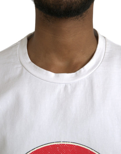 White Amor Heart Cotton Crewneck Short Sleeve T-shirt