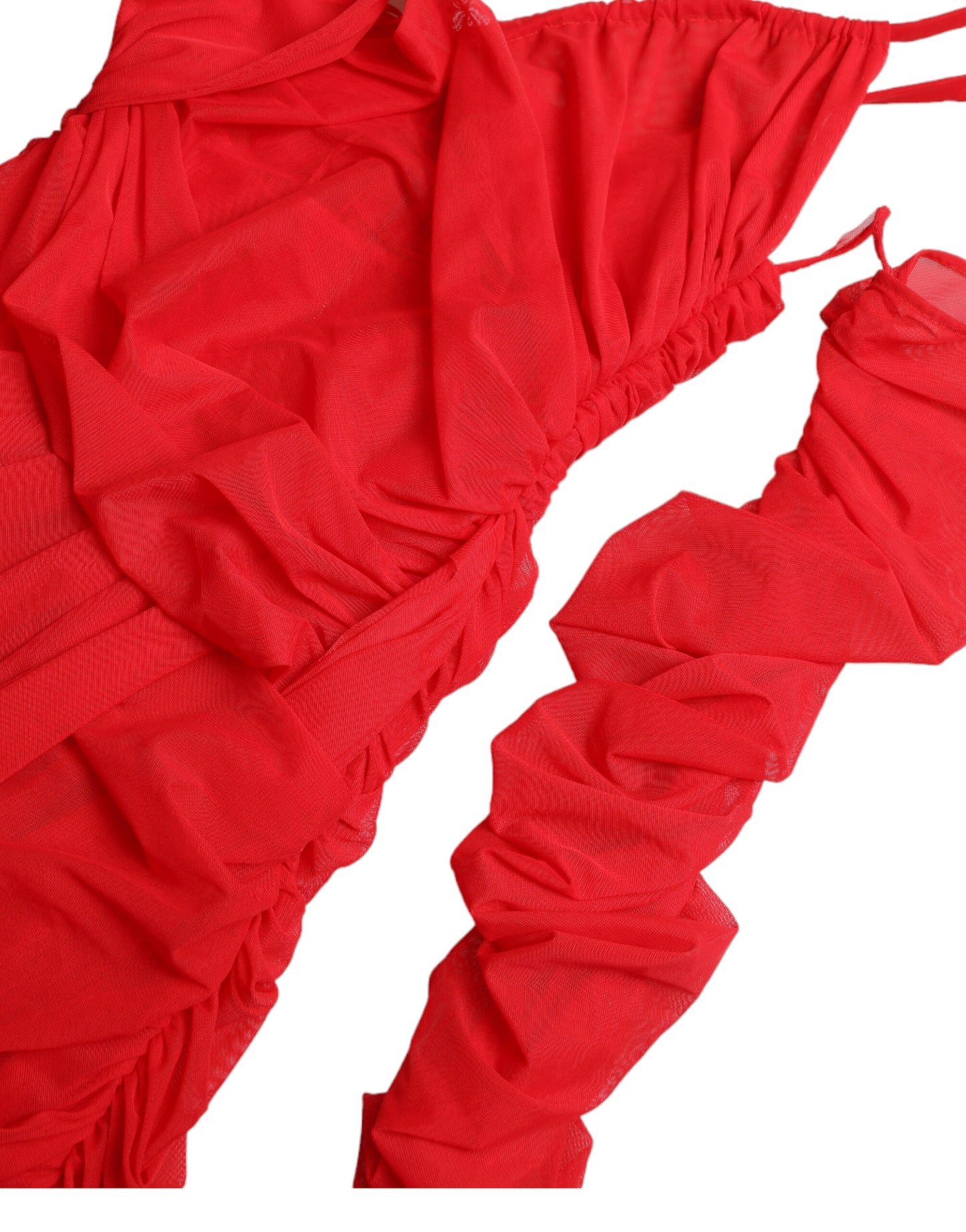 Radiant Red Stretch Satin Midi Dress