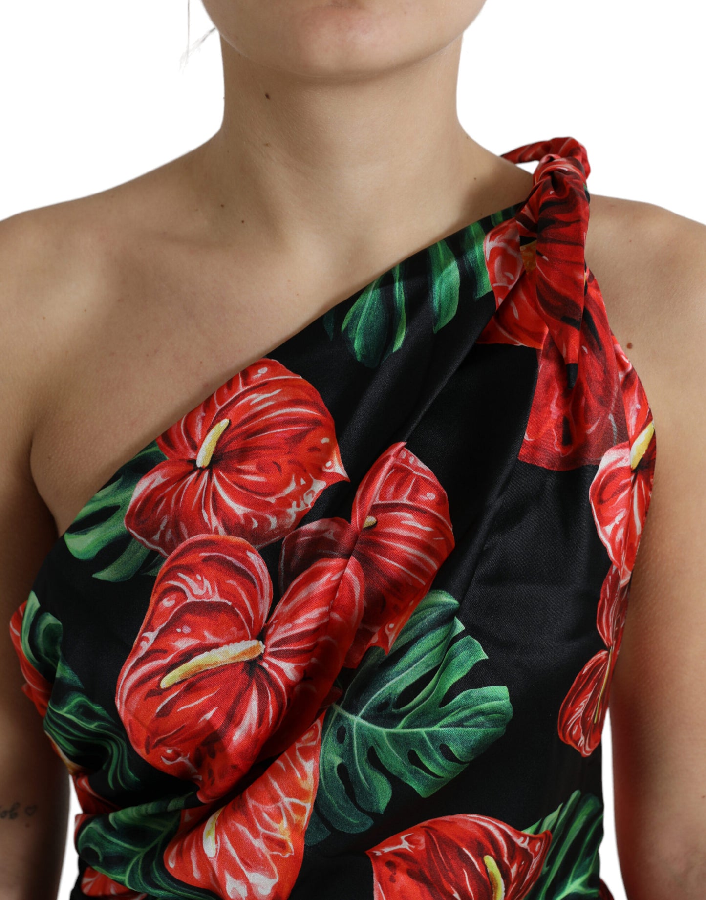 Tropical Elegance Silk Draped Dress