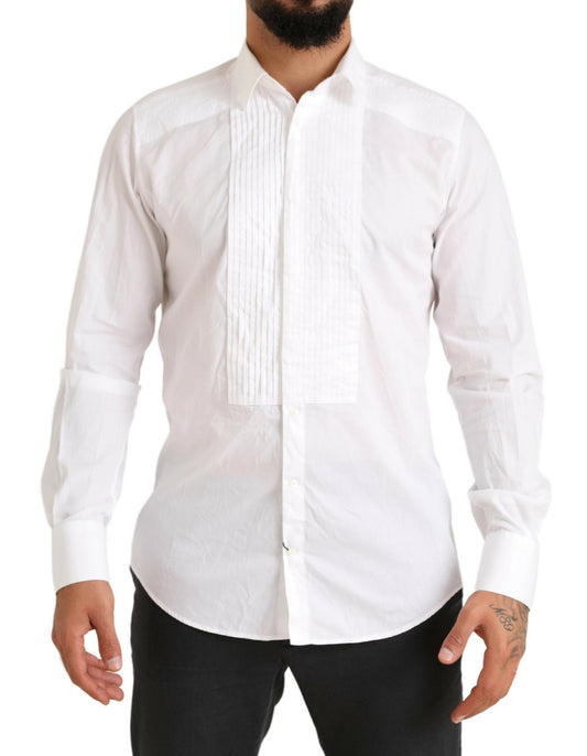 Elegant White Slim Fit Cotton Dress Shirt