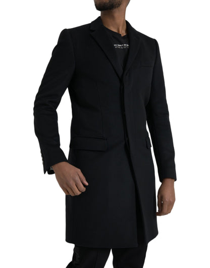 Black Single Breasted Trench Coat Jacket