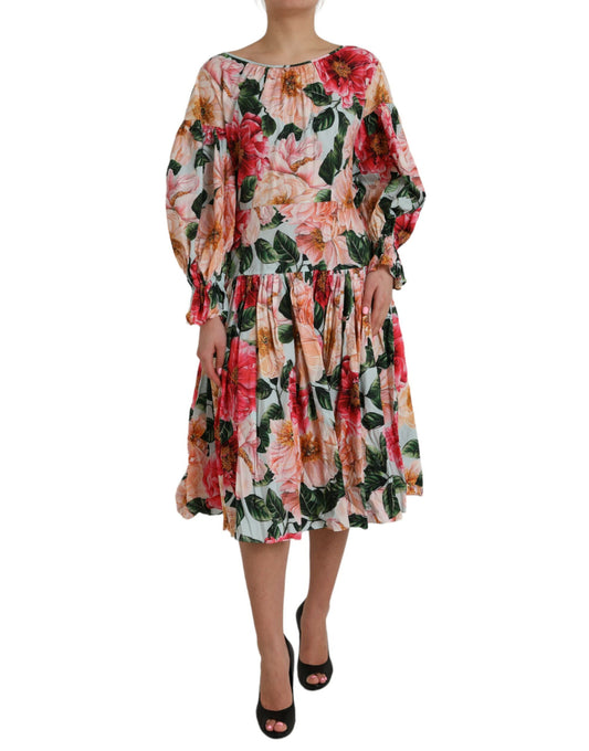 Multicolor Floral CottonAline Pleated Dress