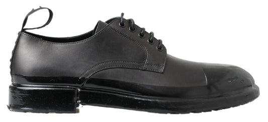 Elegant Derby Lace-Up Leather Shoes in Black